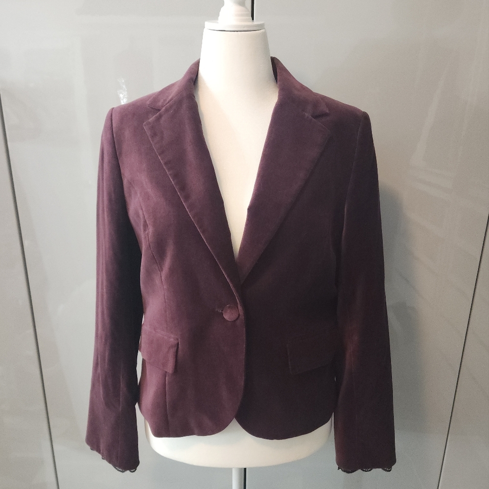 Purple velvet blazer jacket